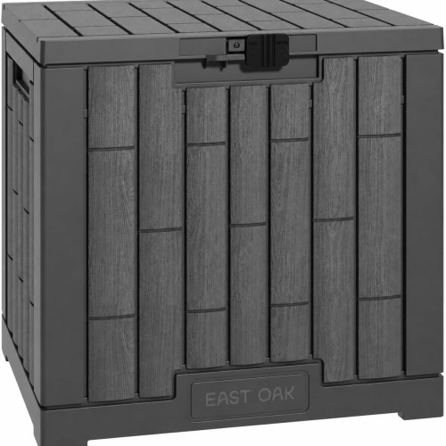 EAST OAK Outdoor Storage Box, 31 Gallon Deck Box for Patio Cushions, Pool Accessories & Garden Tools, Waterproof Resin Storage Container, Ash Grey