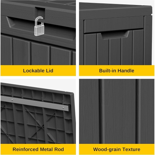 EAST OAK Outdoor Storage Box, 60 Gallon Deck Box Indoor and Outdoor Use, Black