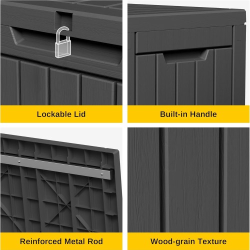 EAST OAK Outdoor Storage Box, 60 Gallon Deck Box Indoor and Outdoor Use, Black