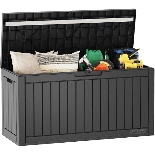 EAST OAK Outdoor Storage Box, 60 Gallon Deck Box Indoor and Outdoor Use, Black