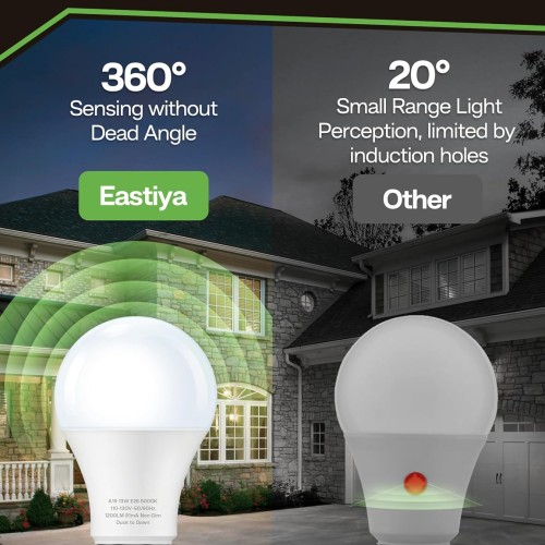 Dusk to Dawn Light Bulb Outdoor 100W Equivalent, Daylight 5000K, 1200LM