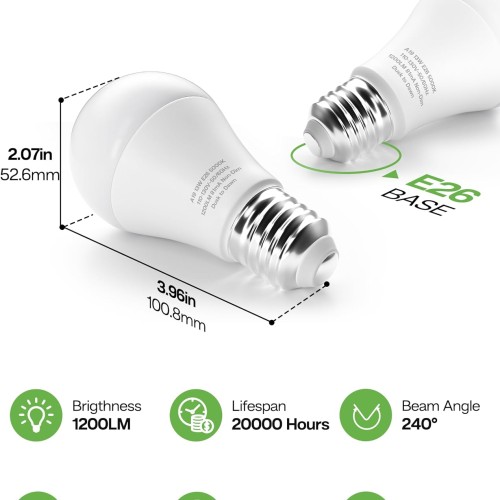 Dusk to Dawn Light Bulb Outdoor 100W Equivalent, Daylight 5000K, 1200LM