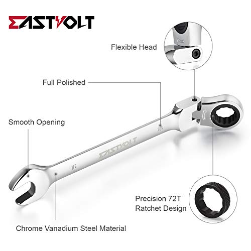 Eastvolt 12-Piece Ratcheting Wrench Set, Metric 8mm-19mm Flex Head...
