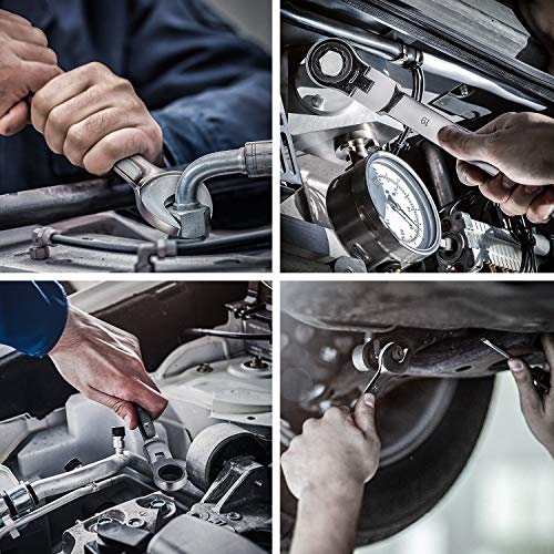 Eastvolt 12-Piece Ratcheting Wrench Set, Metric 8mm-19mm Flex Head...