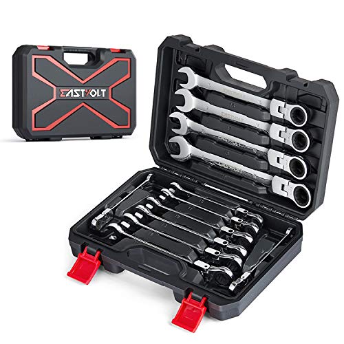 Eastvolt 12-Piece Ratcheting Wrench Set, Metric 8mm-19mm Flex Head...