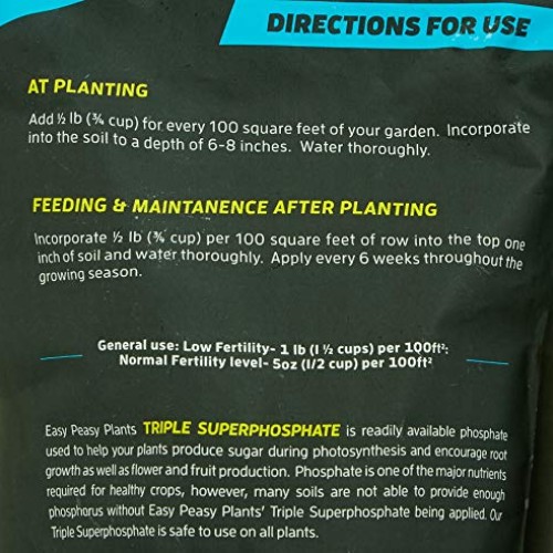 Triple Super Phosphate 0-46-0 Easy Peasy Plants 99% pure 5lb