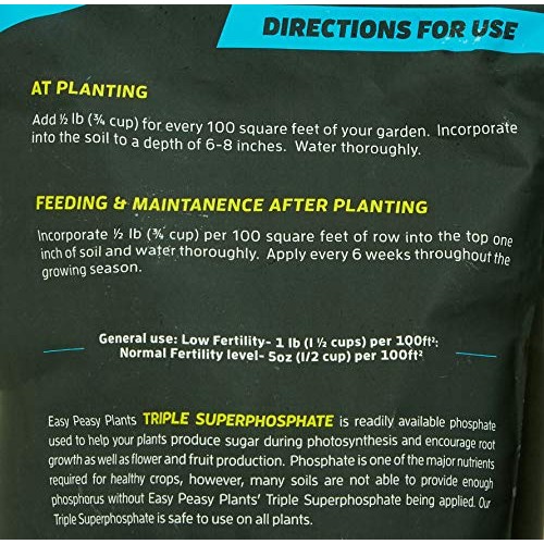 Triple Super Phosphate 0-46-0 Easy Peasy Plants 99% pure 5lb