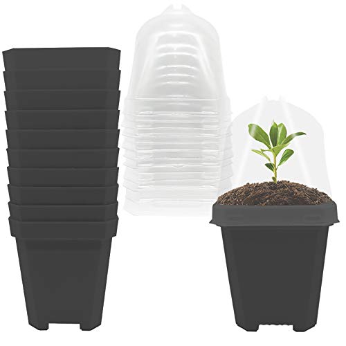 EBaokuup 10PCS Plant Nursery Pots with Humidity Dome, 3 Soft Tran...
