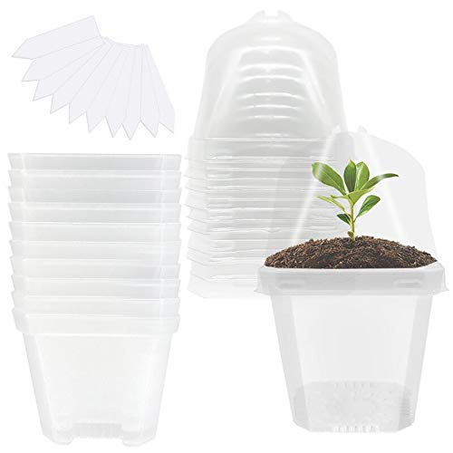 EBaokuup 4 Transparent Plant Nursery Pots with Humidity Dome, 10P...