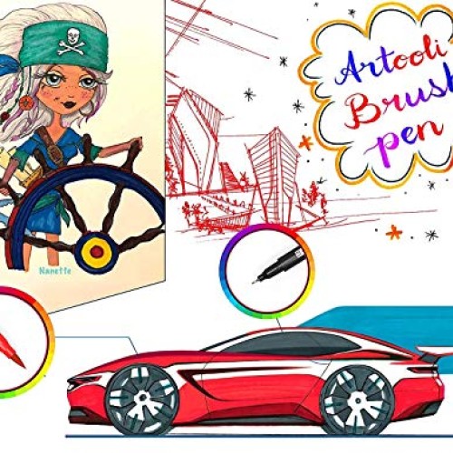 Dual Markers Brush Pen, Brush Tips & Colored Fine Point Pen Set fo...