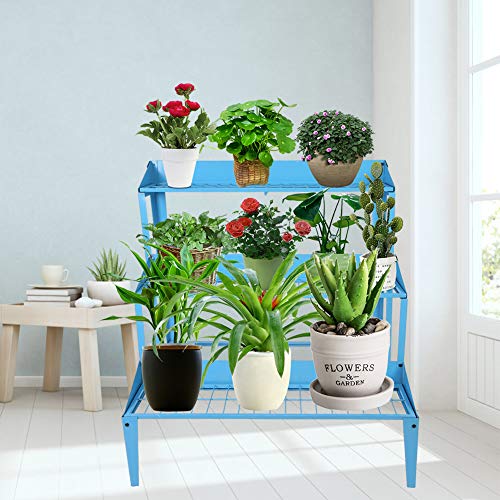 EBTOOLS 3 Tier Plant Racks, Iron Flower Ladder Display Rack Flower...