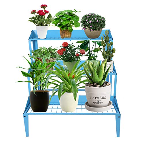 EBTOOLS 3 Tier Plant Racks, Iron Flower Ladder Display Rack Flower...