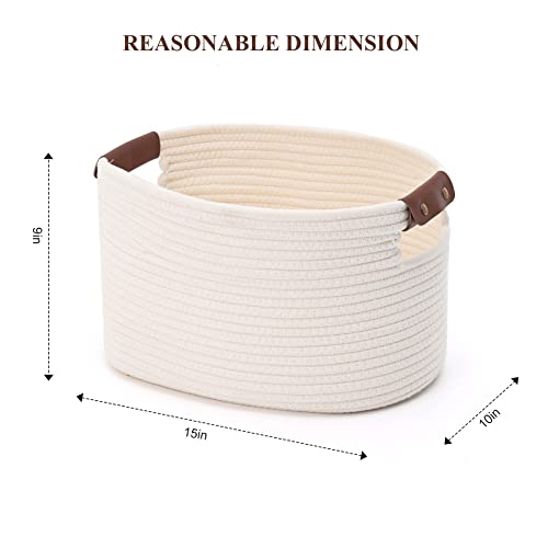 ECDYQXVU 1 Pack Cotton Rope Storage Baskets,15x10x9in,Collapsible ...
