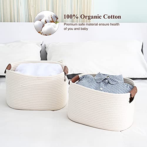 ECDYQXVU 1 Pack Cotton Rope Storage Baskets,15x10x9in,Collapsible ...