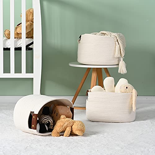 ECDYQXVU 1 Pack Cotton Rope Storage Baskets,15x10x9in,Collapsible ...