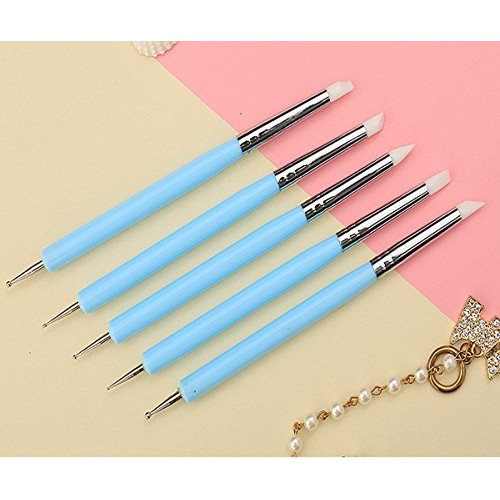Ecjiuyi 9PCS Stylus Tools, 5PCS 5 X 2 Way Dotting Tool Rubber Brus...
