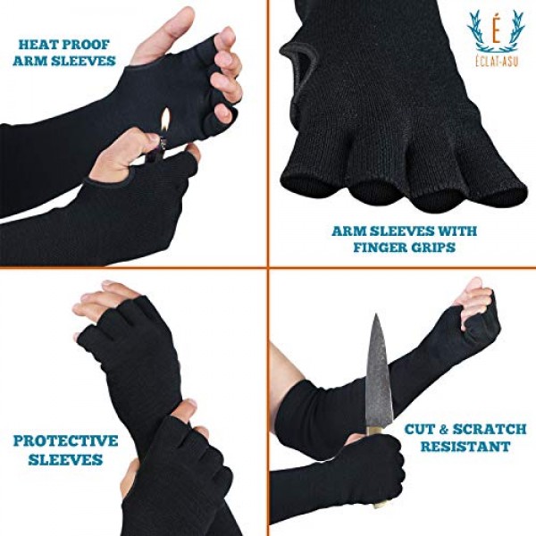 100% Kevlar Protective Sleeves- Anti Heat Scratch & Cut Resistant ...