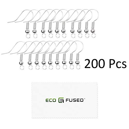 Eco-Fused 18mm Earring Hooks - 200 pcs - Coil and Ball Style Nicke...