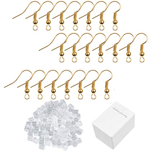 Eco-Fused 200 pcs Gold Earring Hooks, 500 pcs Transparent Earring ...