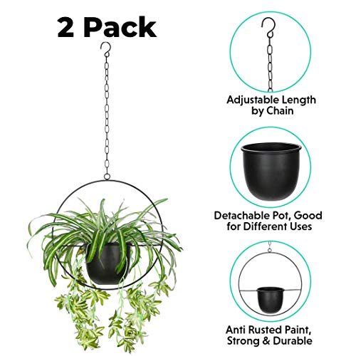 2 Pack Eco Joy Boho Metal Hanging Planters with 6 Pot Detachable...