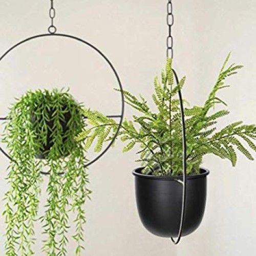 2 Pack Eco Joy Boho Metal Hanging Planters with 6 Pot Detachable...