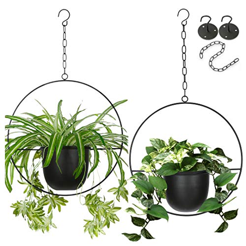 2 Pack Eco Joy Boho Metal Hanging Planters with 6 Pot Detachable...
