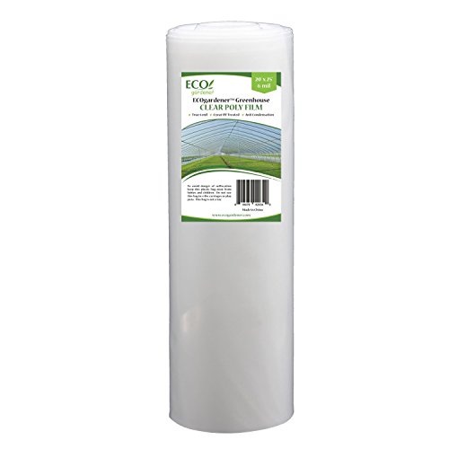 ECOgardener Greenhouse Clear Plastic Film – 25’ x 20’ 6mil, 4 Year...