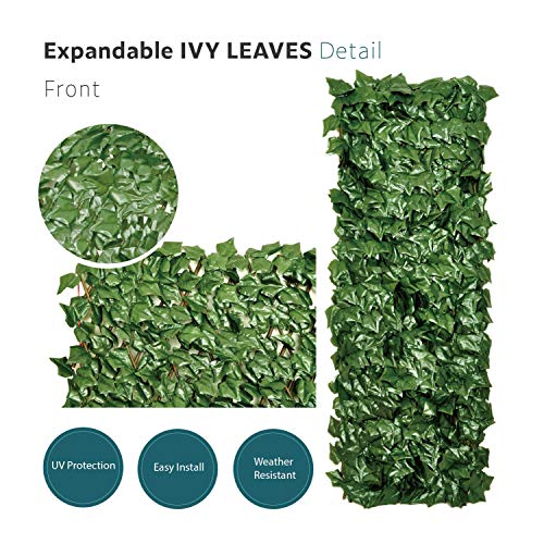 ECOOPTS Artificial Ivy Leaf Expandable/Stretchable Privacy Fence S...