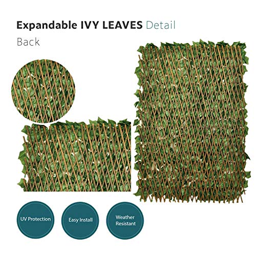 ECOOPTS Artificial Ivy Leaf Expandable/Stretchable Privacy Fence S...