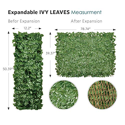 ECOOPTS Artificial Ivy Leaf Expandable/Stretchable Privacy Fence S...