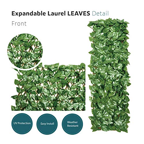 ECOOPTS Artificial Laurel Ivy Leaf Expandable/Stretchable Privacy ...
