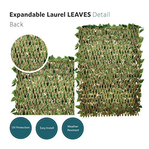 ECOOPTS Artificial Laurel Ivy Leaf Expandable/Stretchable Privacy ...