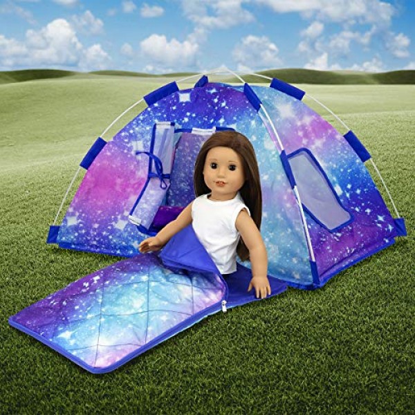 Ecore Fun 5 Items American 18 inch Dolls Camping Tent Set and Acce...