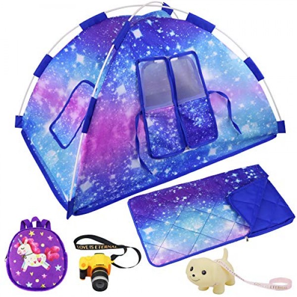 Ecore Fun 5 Items American 18 inch Dolls Camping Tent Set and Acce...