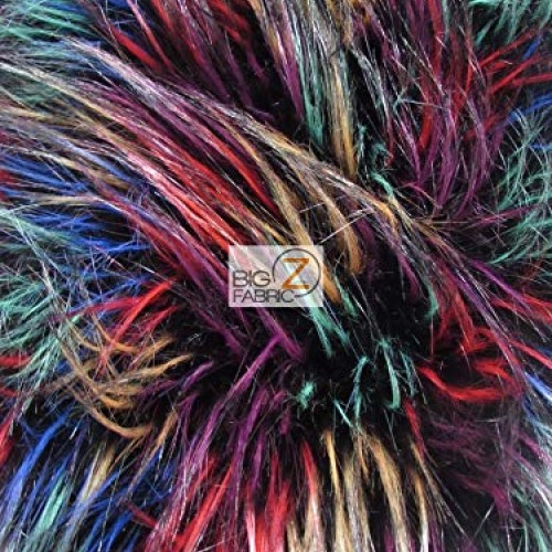Fireworks Shaggy Faux Fur Long Pile Fabric - Multi #1 - by The Yar...