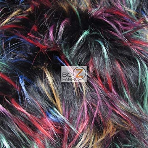 Fireworks Shaggy Faux Fur Long Pile Fabric - Multi #1 - by The Yar...