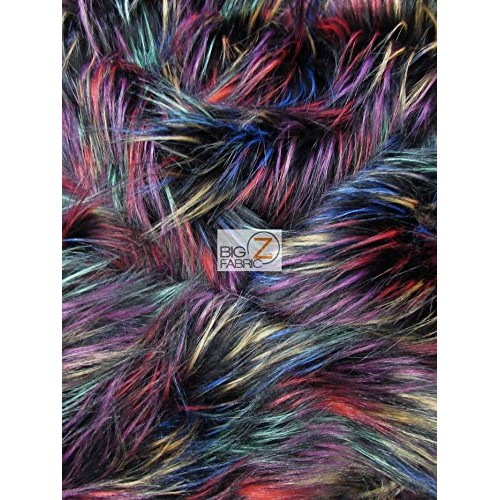 Fireworks Shaggy Faux Fur Long Pile Fabric - Multi #1 - by The Yar...