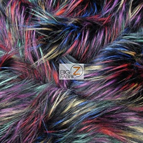Fireworks Shaggy Faux Fur Long Pile Fabric - Multi #1 - by The Yar...
