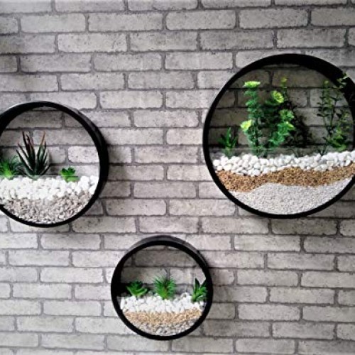 Ecosides Set of 3 Round Hanging Wall Vase Succulent Planter Vase- ...