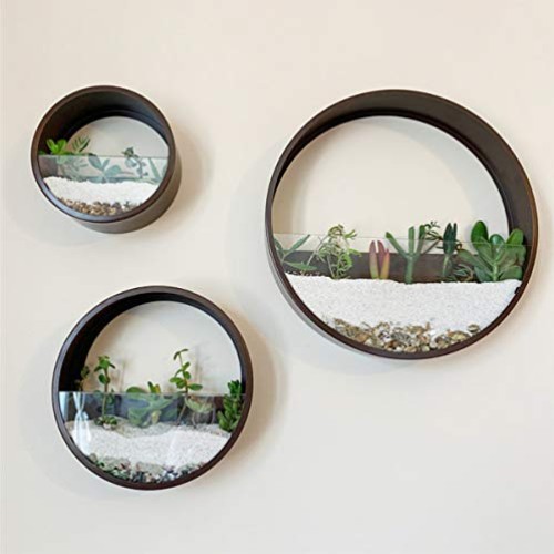 Mixed 3 Sizes Brown Wall Round Hanging Planter Succulent Terrarium...