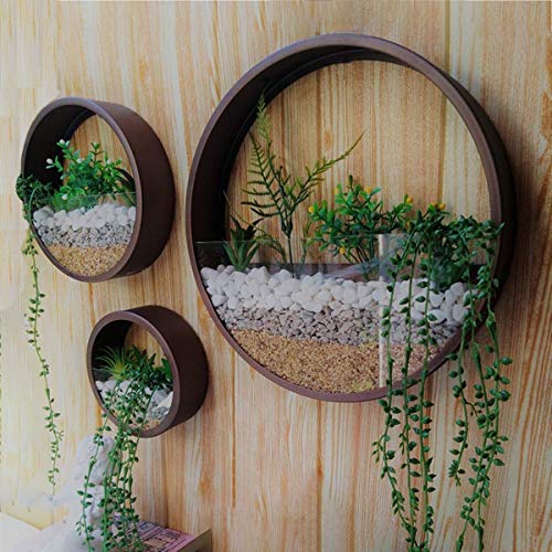Mixed 3 Sizes Brown Wall Round Hanging Planter Succulent Terrarium...