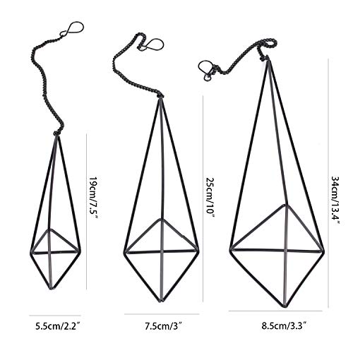 Pack 3 Black Metal Hanging Air Plant Holder, Gemometric Plant Plan...