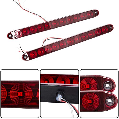 ECOTRIC 2PCS Red 15 11 LED Trailer Light Bar Sealed Stop Turn Rea...