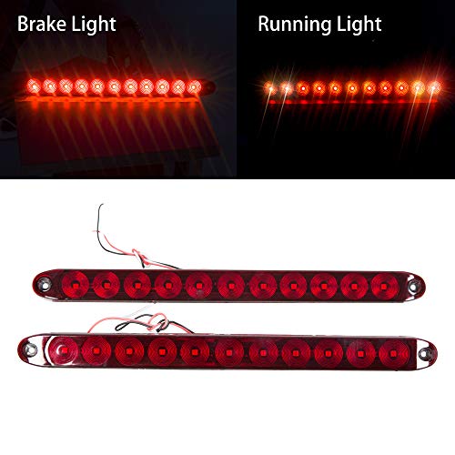 ECOTRIC 2PCS Red 15 11 LED Trailer Light Bar Sealed Stop Turn Rea...