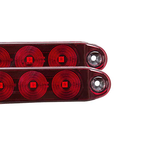 ECOTRIC 2PCS Red 15 11 LED Trailer Light Bar Sealed Stop Turn Rea...