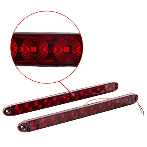 ECOTRIC 2PCS Red 15 11 LED Trailer Light Bar Sealed Stop Turn Rea...