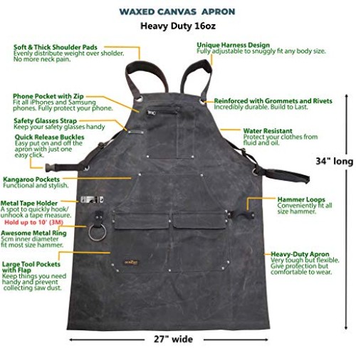 Work Aprons for Men for Shop - Carpenter Apron and Shop Aprons for...