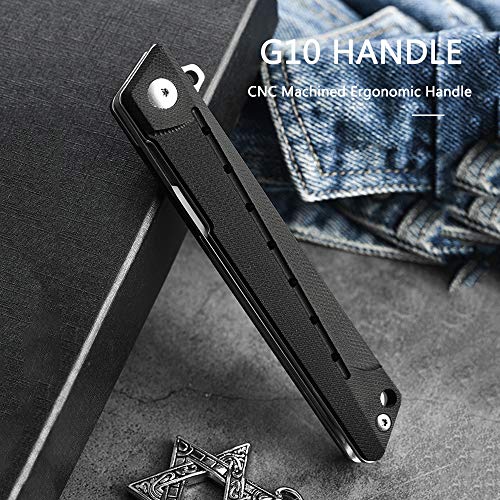 edcfans EDC Folding Pocket Knife: D2 Steel, G10 Handle, Tanto Blad...
