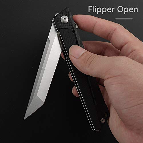 edcfans EDC Folding Pocket Knife: D2 Steel, G10 Handle, Tanto Blad...