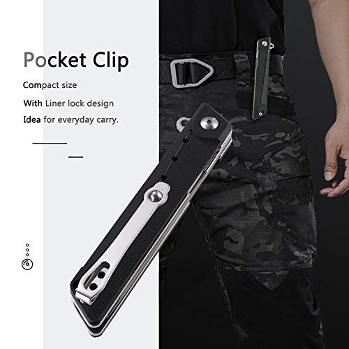 edcfans EDC Folding Pocket Knife: D2 Steel, G10 Handle, Tanto Blad...